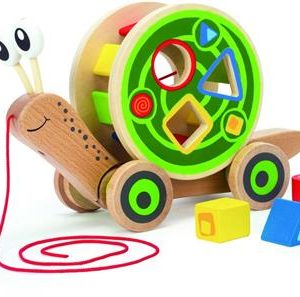 Hape Walk-A-Long Snail - Βόλτα Με Το Σαλιγκαράκι & Μαθαίνω Τα Σχήματα - 5Τεμ.